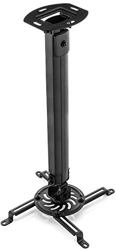 deleyCON Support de Plafond Universel pour Projecteur +- 15° d'Inclinaison - Rotation à 360° - Jusqu'à 13,5Kg - Hauteur Réglable de 545mm à 900mm - Noir