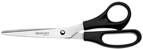 Westcott Schere 8 (20,3 cm) Schwarz, Büroschere mit schwarzen Kunststoffgriffen, Extrascharfe Klinge, rostfreier Edelstahl, Papierschere, Haushaltsschere, Bastelschere, E-31181 00