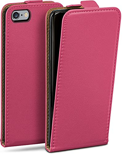 moex Flip Case für iPhone 6s / iPhone 6 Hülle klappbar mit 360 Grad Schutz, Handyhülle mit Displayschutz, PU Leder Handytasche Lederhülle, Flip Case Cover Klapphülle, Pink