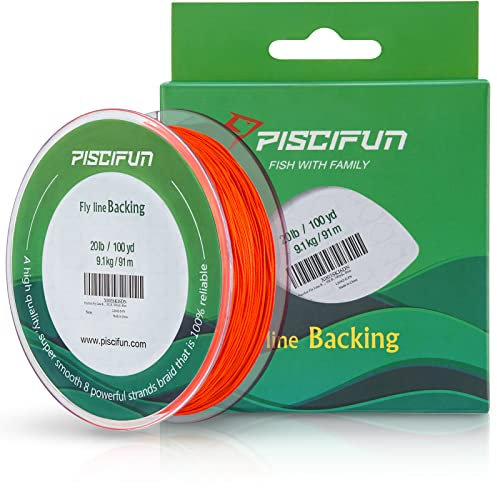 Piscifun Braided Fly Fishing Backing Line 20LB 100yds Orange