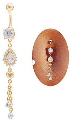 RUBOBUC Bauchnabelpiercing, schöne Zirkonia Bauchnabel Bar Barell Nabel Ring Körper Piercing Schmuck (Gold)