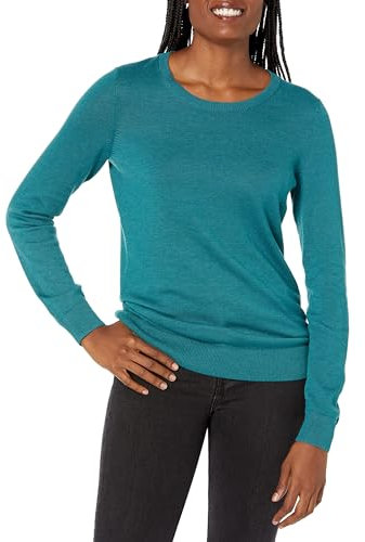 Amazon Essentials Women's Long-Sleeve Lightweight Crewneck Jumper (Available in Plus Size), Teal Blue, XS