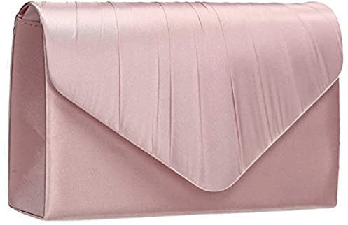 LeahWard Women's Satin Floral Clutch Bags Party Wedding Evening Handbag 8002 (Blush)