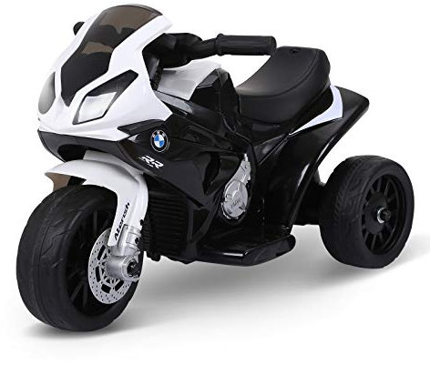 HOMCOM Moto électrique Enfants sous Licence BMW S1000 RR, 3 Roues, 6V et 2,5 Km/h, Voiture électrique Enfants avec Effets Lumineux et sonores, Moto Enfant, Charge Max. 20 kg, Noir