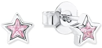 Prinzessin Lillifee Ohrstecker 925 Sterling Silber Mädchen Kinder Ohrschmuck, mit Zirkonia synth., Rosa, Kommt in Schmuck Geschenk Box