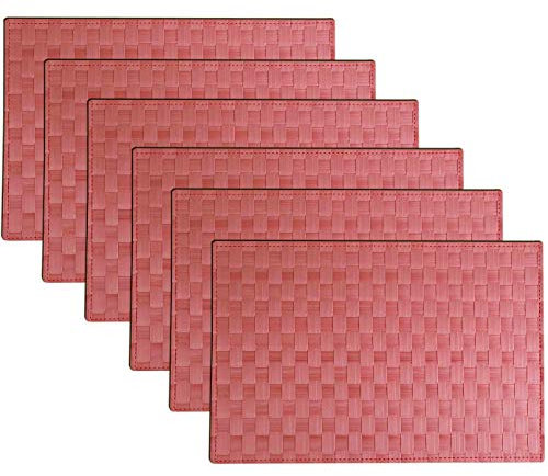 Tischset Platzset Platzmatte PP 1,5 mm 45 x 30 cm 6er-Set Rattan Echt Geflochten Farbe wählbar Pink Rosa