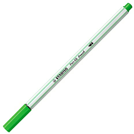 Premium Fibre-Tip Pen with Brush Tip - STABILO Pen 68 brush - Pack of 1 - Leaf Green