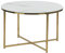Runder Couchtisch Weiß Marmor Optik Edelstahl Gold glamouröser Stil Quincy