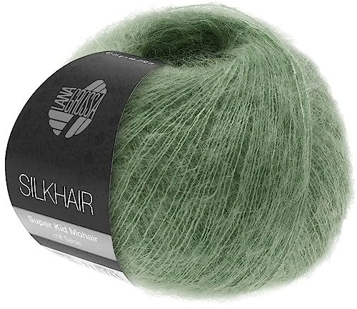LANA GROSSA Silkhair | Feines Lace-Garn aus Superkid Mohair mit Seide | Handstrickgarn aus 70% Mohair (Superkid) & 30% Seide | 25g Wolle zum Stricken & Häkeln | 210m Garn FB 154