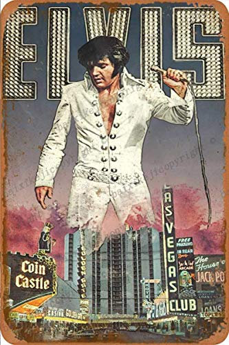 Cimily Elvis Presley Vintage Blechschild Eisenmalerei Retro Metallschild Plakette Kunst Wanddekoration für Bar Cafe Office Hotel Outdoor 8 × 12 Zoll