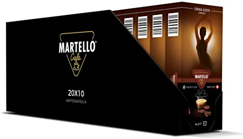 Martello Kaffeekapseln | CREMA GUSTO | UTZ Zertifiziert | Nachhaltig und Fair | Von Hand Gepflückt | Master Packung 200 Kapseln (20 x 10), Für Martello-Kapselmaschinen
