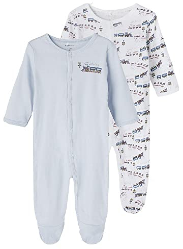 NAME IT 2er Pack Jungen Schlafstrampler aus Bio-Baumwolle Heather-98