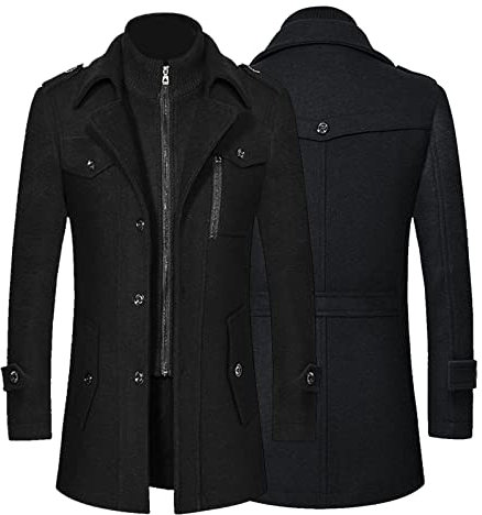 Manteau Homme Hiver Coupe Vent Duffle Coat Chauffant Veste Mi-Saison Pied de Poule Jacket Ski Longue Blouson