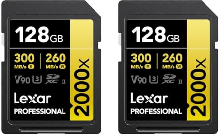 Lexar Professional 2000x 128GB SDXC UHS-II Memory Card, 2-Pack