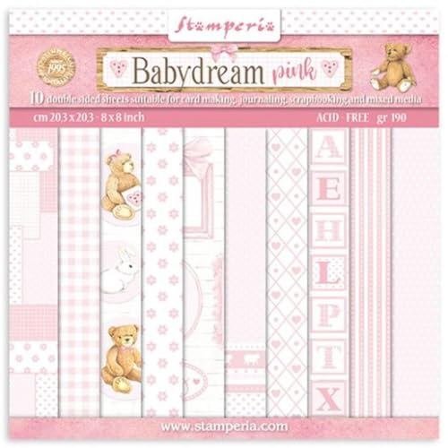 Stamperia International SBBS58 - Mini blocco per scrapbooking, selezione sfondi, colore: rosa, multicolore, 20 x 20 cm