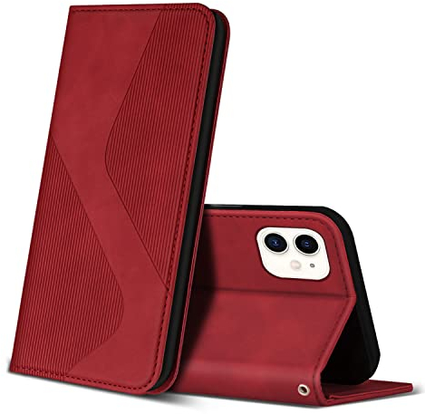 ZONNAVI Coque pour iPhone 12 Mini, Premium Étui Housse en Cuir de Protection avec [Emplacements Cartes] [Magnetique], Clapet Folio Portefeuille pour iPhone 12 Mini (Rouge)