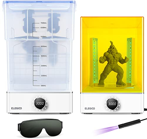 ELEGOO Mercury XS Bundle mit Separater Wasch- und Aushärtestation und handgehaltenem UV-Licht, Waschen & Aushärten Maschine für Saturn S Mars 2/3 Pro Photon S Mono LCD/DLP/SLA 3D Resin Drucker Modelle