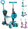 Arebos 3-in-1 Kinderroller mit Rückenlehne für Jungen & Mädchen | Cityroller Tretroller Scooter höhenverstellbarer Lenker & Sitz | LED-XXL Räder Tritt-Bremse | bis 50 kg belastbarer Roller | Blau