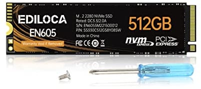 Ediloca 512GB NVMe1.3 PCIe Gen3x4 M.2 2280 SSD 3D NAND TLC Interne Solid State Drive (Lese-/Schreibgeschwindigkeit bis zu 2.150/1.300 MB/s) kompatibel mit Laptop und PC Desktop