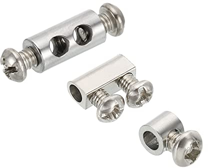 PATIKIL Morsetto per Cavo, Filo Metallico Corda Morsetti 1 Pacco/18pz Acciaio Cavo Morsetti 3mm 3.5mm Singolo/Doppio BuchiCorda Raccordi Morsetto con M3/M4 Viti per Cavo