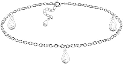 Sofia Milani - Bracelet de Cheville pour Femme en Argent 925 - avec Pendentif en Forme de Pierre de Zircon - A0005