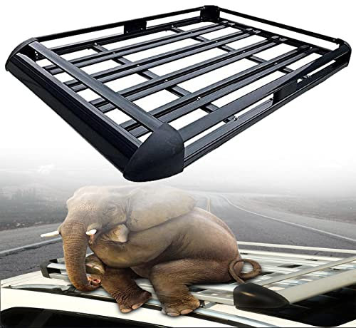 XDLYWUZIQ Galerie de Toit,Porte-Bagage de Toit, Panier de Toit pour Voiture Barre de Toit Universelle Porte Bagage Voiture aux Voitures, camionnettes, SUV,Black-127X97cm