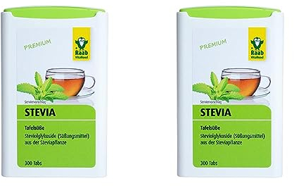 Raab Stevia Tabs, 300 Tabletten, 2er Pack (1 x 18 g Dose)