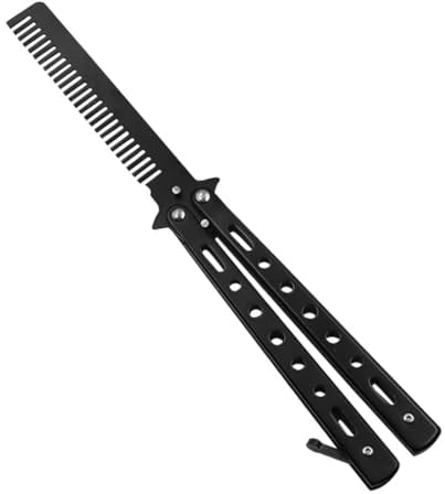 LSUWDE Butterfly Comb, Foldable Hair Comb, Beard Comb, Practice Butterfly Comb, Flipping Trick Comb, Stainless Steel Hair Comb, Butterfly Hair Comb for Beginner, Salon Beauty Tool, for Trainer Lover