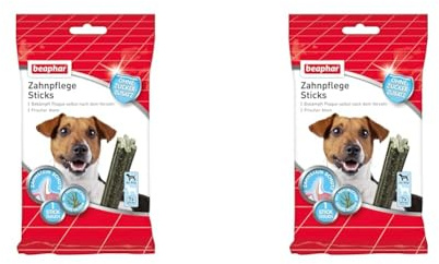 Beaphar Zahnpflege Sticks - Für kleine Hunde - Zahnpflege Snack - Mit natürlichen Meeresalgen - Ohne Zuckerzusatz - 7 Stück, 112 g (2er Pack)