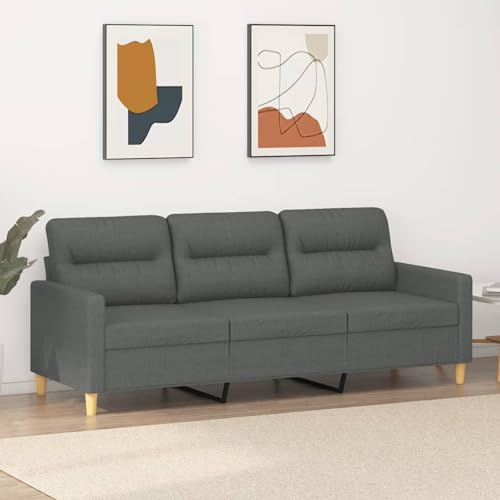 SECOLI Sofa 3 sitzer Sofa 3er Sofa 3 sitzer Stoff Couch 3 sitzer 3er Couch Sofa klein Stoff Sofa für Wohnzimmer/Schlafzimmer/Büro/Wohnung-Dunkelgrau-3-sitzer:180cm
