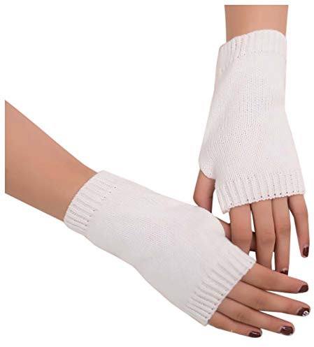Fulidngzg Handschuhe Damen Fingerlos Thermo Schwarz Winterhandschuhe Wolle Touchscreen Handstulpen Pulswärmer Teenager Mädchen Warm Ohne Finger Armstulpen Fingerlose