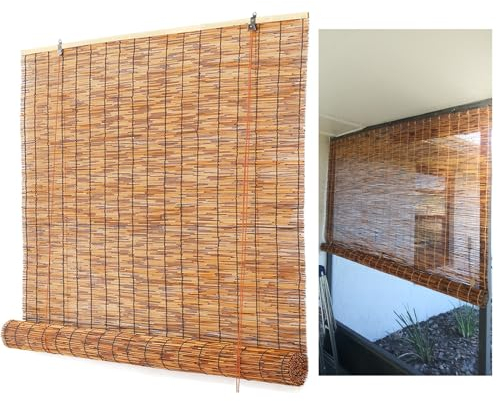 Bambus Rollo Outdoor Wetterfest Bambusrollo für Außen Jalousien Lichtfilter Bambus Raffrollo Schilf Vorhang 90x200cm 120x160cm 100x140cm Rollo Bambus für Balkon Garten ( Size : 50cm Breit x 180cm Hoch