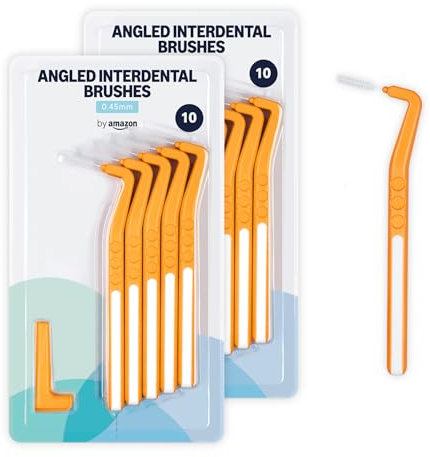 By Amazon Brosses interdentaires coudées taille moyenne 0,45 mm, 20 pièces - 2 paquets de 10 pièces, orange