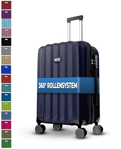 MY TRAVEL BAG Hartschalen-Koffer Trolley ABS Reisekoffer 4 Zwillingsrollen (Handgepäck-Mittel-Groß-Set) + 5cm Dehnungsfuge (Dunkelblau, Mittlerer Koffer (65cm))
