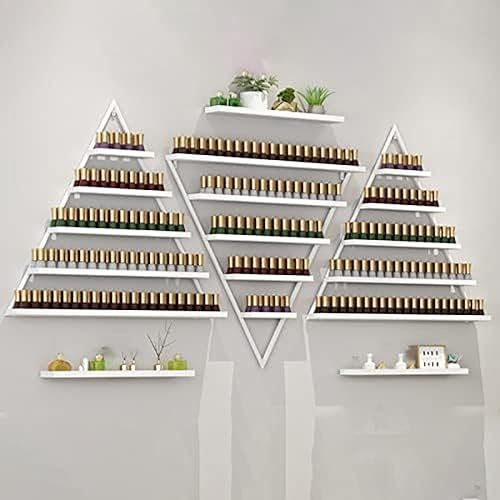 Nail Varnish Storage Wall Mounted Metal Nail Polish Display Rack Stand Holder Simple Triangle, Five Layers Of Large Capacity Nail Polish Organiser For Home Salon Business Spa,White,Ten-piece