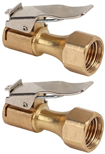 TKSE Air Chuck with Clips,2PCS Air Chuck Brass Tyre Valve Connector Air Pump Clip,Internal Thread Tire Pump Nozzle Connector Universal for Inflators,Hose Repair