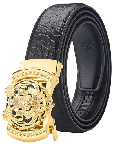 VJK Herren Ledergürtel Ratschengürtel Kleid mit Premium Leder Slide Gürtel mit einfach einstellbarer automatischer Schnalle Casual Accessoires für jeden Anlass (49in)