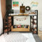 Etagenbett 90x200 mit Kleiderschrank, Hochbett mit Treppe und Aufbewahrungsschrank, Multifunktionsbett Metallbett Einzelbett Stockbett Spielbett Kinderhochbett Jugendhochbett, Ohne Matratze, Schwarz
