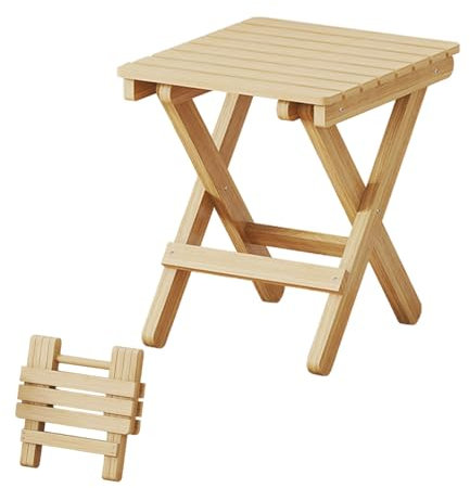 Scaletta – Sgabello portatile, sgabello pieghevole in legno | Pedana pieghevole leggero, poggiapiedi pieghevole, robusto per escursioni all'aria aperta, pesca, campeggio, 28 x 26 x 22 cm
