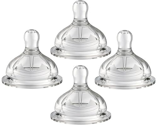 Oberni Teats Size 3, Large Flow Suitable for 6~12 Months Newborn Baby, Breast-Like Soft Silicone Nipples Fits Oberni Wide-Neck Baby Bottles, Pack of 4