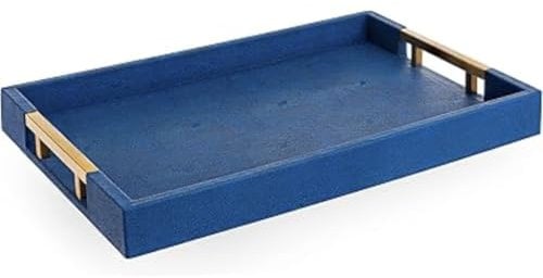 Stylish Serving Tray, Decoration Tray, Show Tray. Elegant. Non Slip, Breakfast, Tea Serving Tray (BLUE)