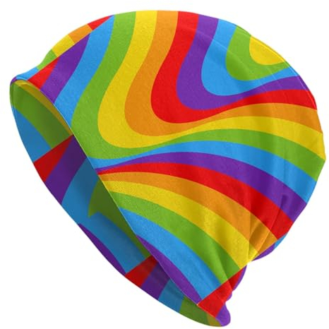 LGBT-Regenbogen-Totenkopfmütze, Beanie-Mütze für Männer und Frauen, leichte Schlafmütze, Chemo-Mütze, warme Hip-Hop-Mütze für den Winter