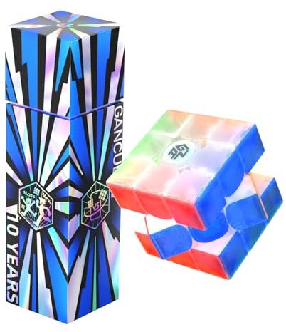 GAN 15 Zauberwürfel Magnetisch Speed Cube 3x3, Magischer Speed Cube, mit Flügelförmige Numerische IPG/GES+/Sichtbarer Magnet, Magic Cube Aufgerüstete Version (10th)