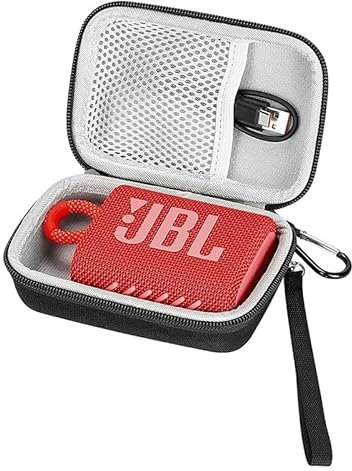 VOLOHAS Étui de protection rigide pour haut-parleur JBL GO 3/GO 4, avec mousqueton, résistant aux chocs, sac de transport rigide et étanche, gris