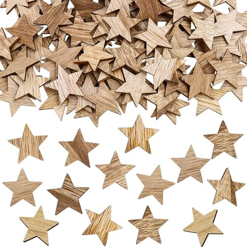 ParPix 3cm Kleine Holzsterne zum Basteln, 100 Stück Holz Sterne Deko Weihnachten, Holzsterne Klein, Streudeko Sterne zum Basteln,Deko Sterne Weihnachten Konfetti,Holzstern Tischdeko,DIY Sterne Basteln