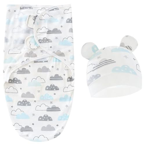 ZEPIQOR 1 Stück Pucksack Baby 0–3 Monate Baby Pucktuch mit Kopfschutz für Mädchen Junge Baby Schlafsack für Neugeborenen Kleinkinder 100% Bio-Baumwolle Baby Swaddle Decke für Säuglinge Unisex(grau)