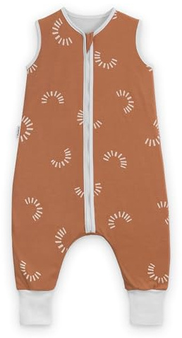Ehrenkind® Baby Sommerschlafsack mit Füßen 1.0 TOG aus weicher OEKO-TEX zertifizierter Bio-Baumwolle | Sommer Schlafsack | Baby Schlafsack Gr. 80 Zimt Gemustert | 1 Tog