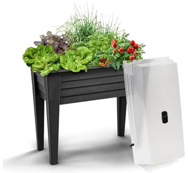 Hochbeet mit Deckel Gewächshaus Frühbeet Kräuterbeet Treibhaus Aufzuchtbeet Pflanzkasten Anzuchtkasten Pflanzenbeet Pflanzenkübel Gemüse Blumenkasten Garten Gemüsebeet Blumentopf Tomatenhaus (80cm)