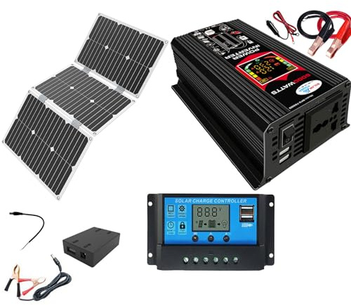 Kit Completo de energía Solar: inversor de 6000 W + Panel de 60 W con Controlador de 110 V-220 V y 30 A - Sistema de alimentación de Emergencia for el hogar(220V)