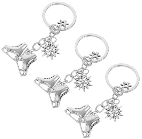 Healvian 3stücke Teiliges Winter Eiskunstlauf Schneeflocken Schlüsselanhänger Zinklegierung Stilvolle Taschenanhänger Für Sportbegeisterte Für Winteraktivitäten Und